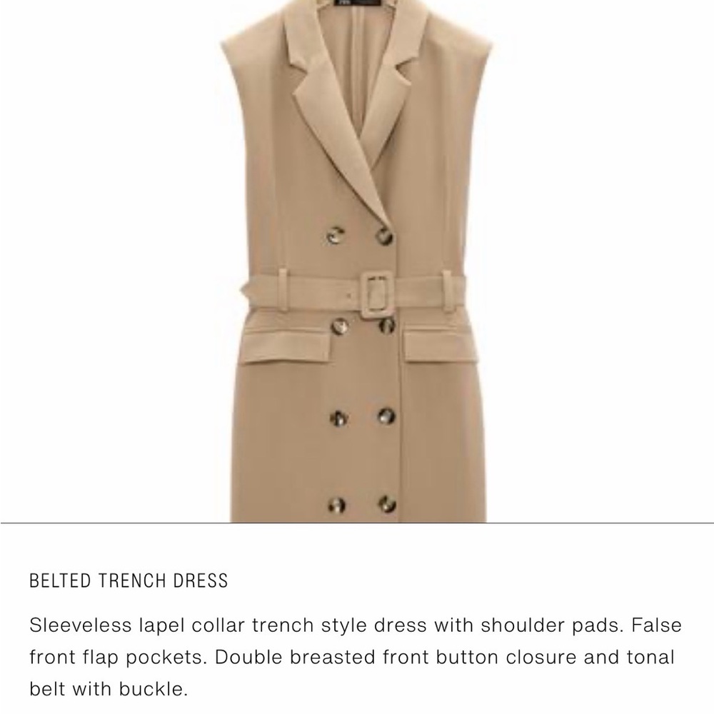 Zara Tan Sleeveless Trench Blazer Dress